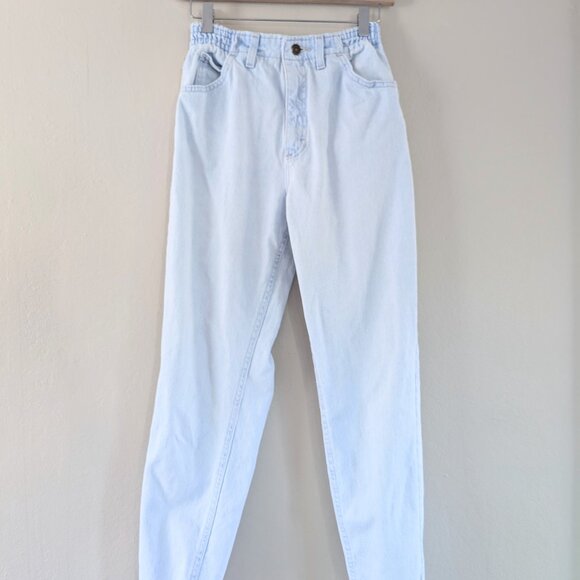 Vintage 90s Lee High Waist Mom Jeans Light Wash Bareback Tapered Leg Stretch - Picture 1 of 10